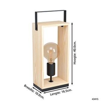 Leen Bakker EGLO tafellamp Famborough - zwart/bruin - Leen Bakker aanbieding