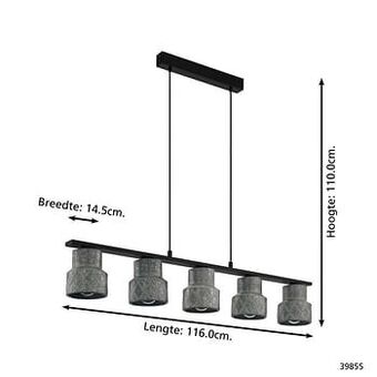Leen Bakker EGLO hanglamp Hillcot 5-lichts - zwart - Leen Bakker aanbieding