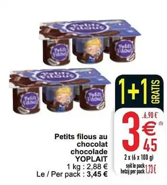Cora Petits filous au chocolat chocolade yoplait 1kg aanbieding