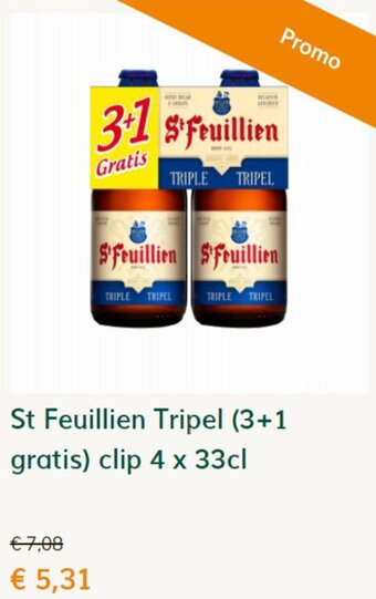 Prik en Tik St Feuillien Tripel (3+1 gratis) clip 4x33cl aanbieding