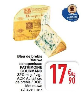 Cora Bleu de brebis blauwe schapenkaas patrimoine gourmand aanbieding
