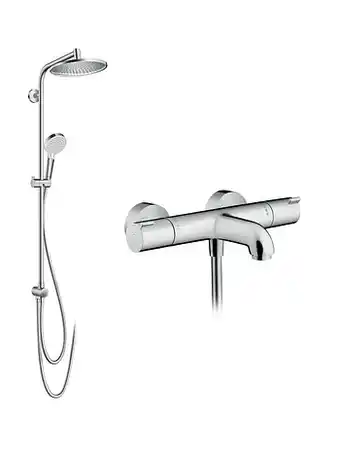 X2O Hansgrohe Ecostat 1001 CL opbouw regendoucheset thermostatische kraan glanzend chroom aanbieding