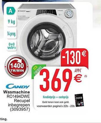 Cora Candy Wasmachine Ro1494dwe aanbieding