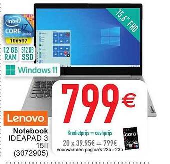 Cora Lenovo Notebook Ideapad 3 aanbieding