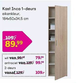 Leen Bakker Kast Inca 1-deurs aanbieding