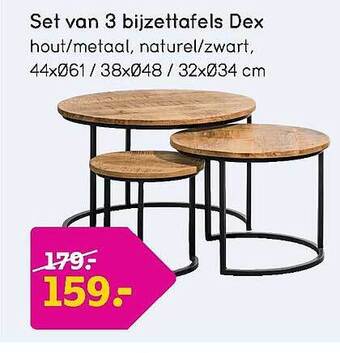 Leen Bakker Set Van 3 Bijzettafels Dex aanbieding