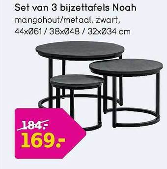 Leen Bakker Set Van 3 Bijzettafels Noah aanbieding