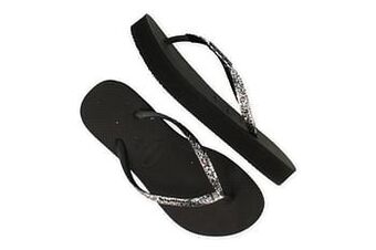 Berca Shoes Havaianas Badslipper Dames Black Slim Flatform Glitter - Zwart aanbieding