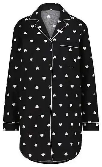 HEMA HEMA Dames Nachthemd Flanel Zwart (zwart) aanbieding