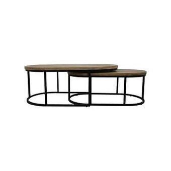 Leen Bakker HSM Collection salontafel City (2 stuks) - naturelkleur/zwart - Leen Bakker aanbieding
