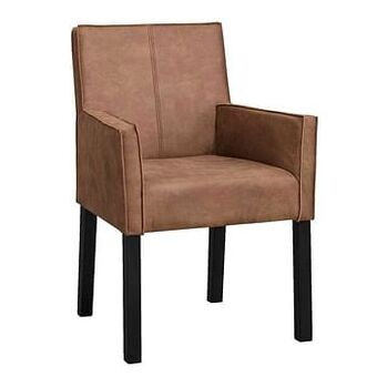 Eetkamerstoel Casey met armleuning - microleder - cognac - Leen Bakker