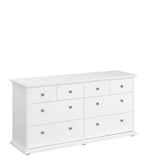 Leen Bakker Parisot ladekast Margaux - 8 lades - wit - 77x46x152 cm - Leen Bakker aanbieding
