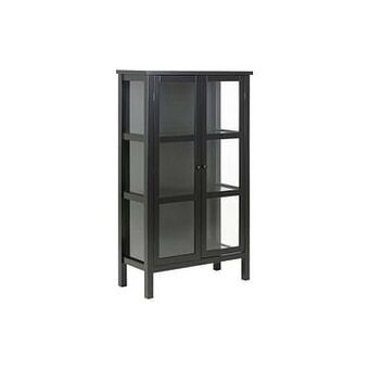 Leen Bakker Vitrinekast Liza - zwart - 136,5x80x35,5 cm - Leen Bakker aanbieding