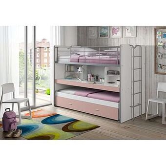 Leen Bakker Vipack hoogslaper Bonny - lichtroze - 221,5x101,5x161 cm - Leen Bakker aanbieding
