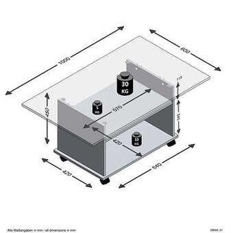 Leen Bakker Salontafel Azur - wit/betongrijs - 100x44x60 cm - Leen Bakker aanbieding