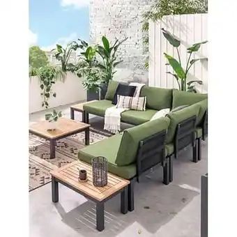 Leen Bakker Le Sud modulaire loungeset Ardeche met grijze kussens Brest - 8-delig - Leen Bakker aanbieding