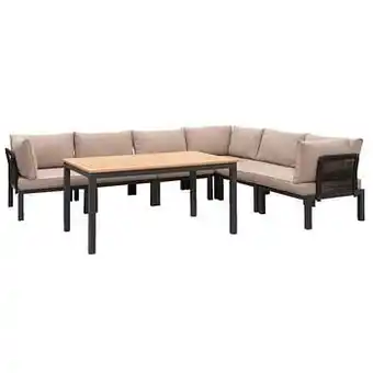 Leen Bakker Le Sud modulaire loungeset Ardeche met taupe kussens Brest - 7-delig - Leen Bakker aanbieding