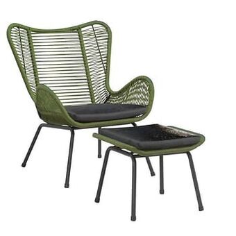 Leen Bakker Loungeset Monaco 2-delig - groen - incl. kussens - Leen Bakker aanbieding