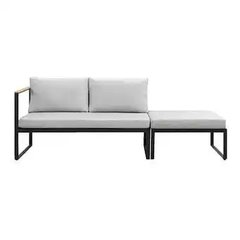 Leen Bakker Loungezetel Prades - antraciet - incl. hocker en kussens - Leen Bakker aanbieding