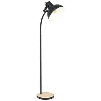 Leen Bakker EGLO vloerlamp Lubenham - zwart/houtkleur - Leen Bakker aanbieding