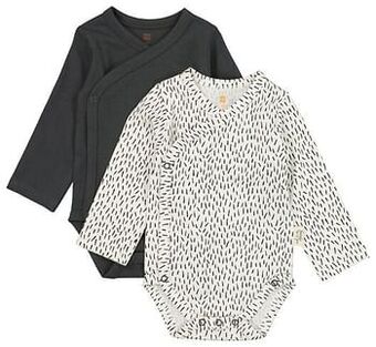 HEMA HEMA Overslagbody Organic Katoen Stretch - 2 Stuks Grijs (grijs) aanbieding
