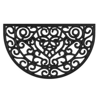 Leen Bakker Mat Country halfrond - zwart - 45x75 cm - Leen Bakker aanbieding