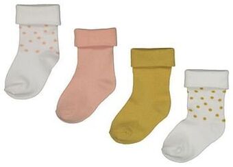HEMA HEMA 4-pak Babysokken Met Bamboe Geel (geel) aanbieding