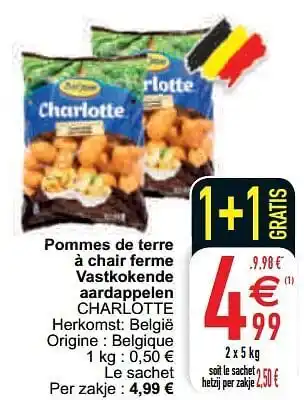 Cora Pommes de terre à chair ferme vastkokende aardappelen charlotte 1kg aanbieding