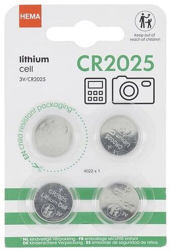 HEMA HEMA CR2025 Lithium Batterijen - 4 Stuks aanbieding