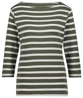 HEMA HEMA Dames T-shirt Cara Boothals Strepen Donkergroen (donkergroen) aanbieding