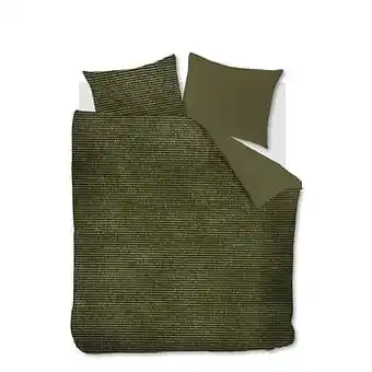 Leen Bakker At Home by Beddinghouse dekbedovertrek Cosy corduroy - groen - 200x200/220 cm - Leen Bakker aanbieding