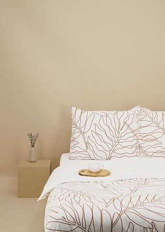 HEMA HEMA Dekbedovertrek 140x200/220 Zacht Katoen Blad Bruin Lichtbruin (lichtbruin) aanbieding