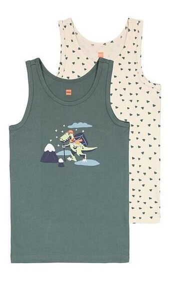 HEMA HEMA Kinderhemden Katoen Stretch Dino - 2 Stuks Groen (groen) aanbieding