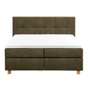 Leen Bakker UMIX boxspring op maat Tore - lederlook groen - 140x200 cm - Leen Bakker aanbieding