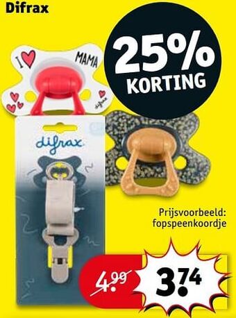 Kruidvat Difrax fopspeenkoordje aanbieding