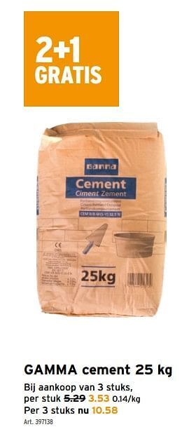 GAMMA Gamma cement aanbieding