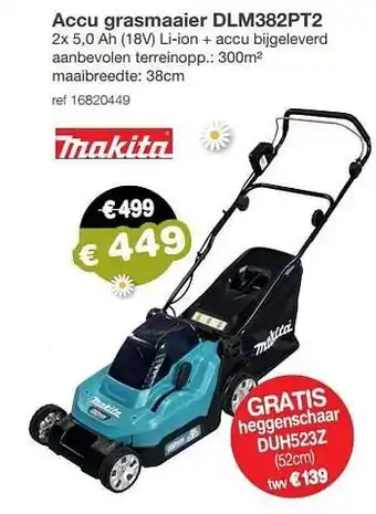 Makita accu grasmaaier dlm382pt2