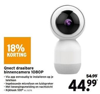 Qnect draaibare binnencamera 1080p