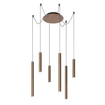 Leen Bakker Lucide hanglamp Lorenx 6-lamps - roestbruin - Leen Bakker aanbieding