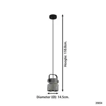 Leen Bakker EGLO hanglamp Hillcot - zwart - Leen Bakker aanbieding