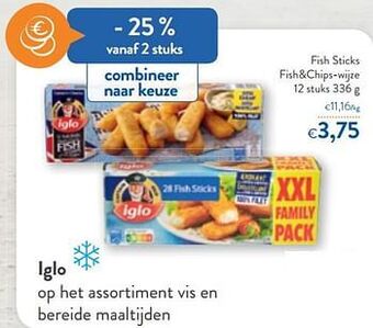 OKay Iglo fish sticks fish+chips-wijze aanbieding