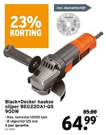 GAMMA Black+decker haakse slijper beg220a1-qs 900w aanbieding