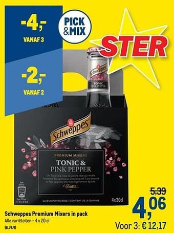 Makro Schweppes premium mixers aanbieding