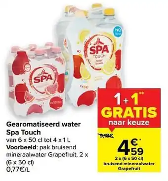 Carrefour Pak bruisend mineraalwater grapefruit aanbieding