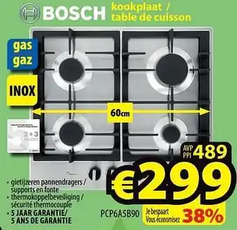 Bosch kookplaat - table de cuisson pcp6a5b90