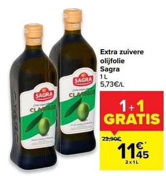 Carrefour Extra zuivere olijfolie sagra aanbieding
