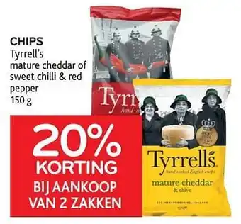 Alvo Chips tyrrell`s 20% korting bij aankoop van 2 zakken aanbieding