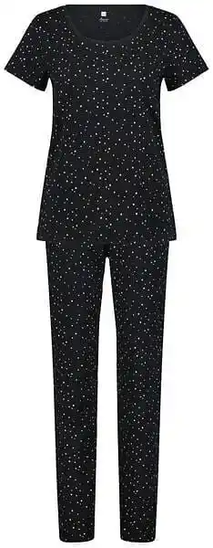HEMA HEMA Dames Pyjama Patty Katoen Zwart (zwart) aanbieding