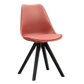 Leen Bakker Eetkamerstoel Senja - terrakleurige kunststof - zwart hout - Leen Bakker aanbieding