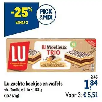Makro Lu zachte koekjes en wafels moelleux trio aanbieding